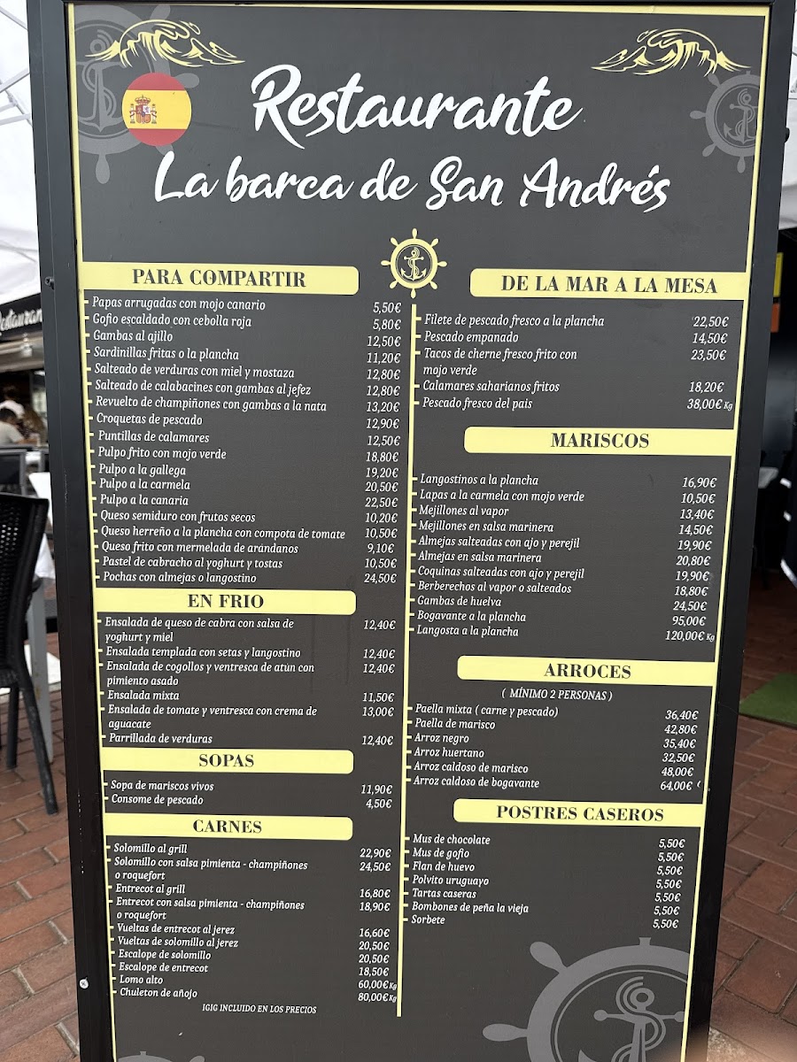 Menu Restaurante La Barca De San Andres-1