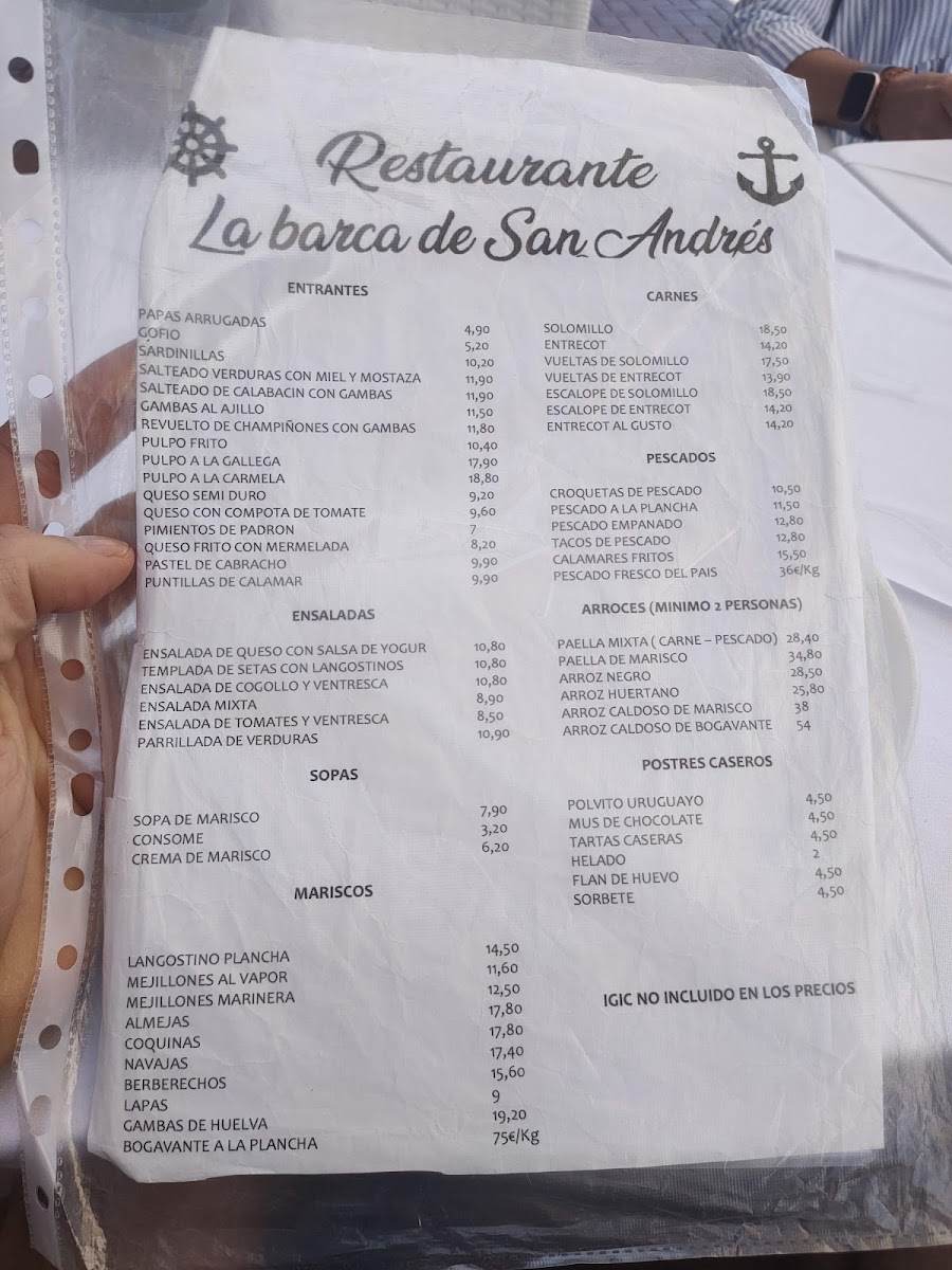 Menu Restaurante La Barca De San Andres-9